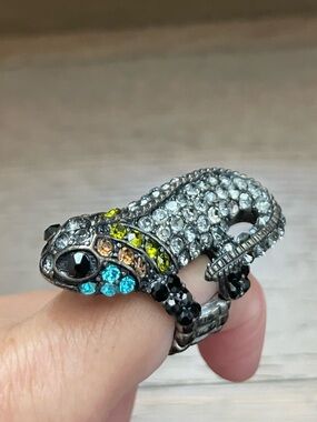 Crystal Embellished Lizard Wrap Ring - Multicolor Stones